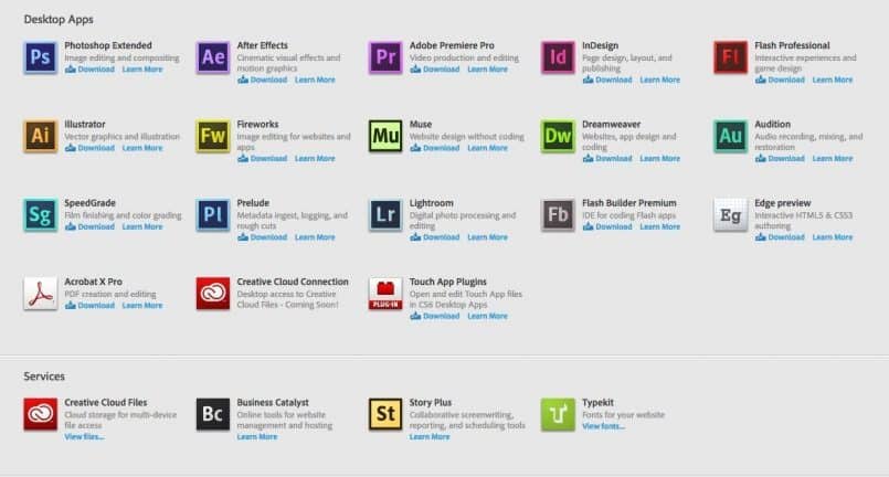 Creative Cloud Web Interface