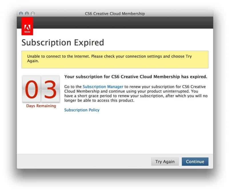 Adobe Creative Suite License Expired