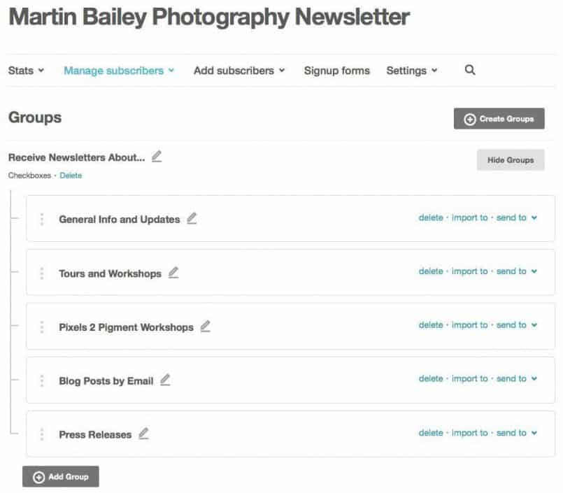 MBP Newsletter List Groups