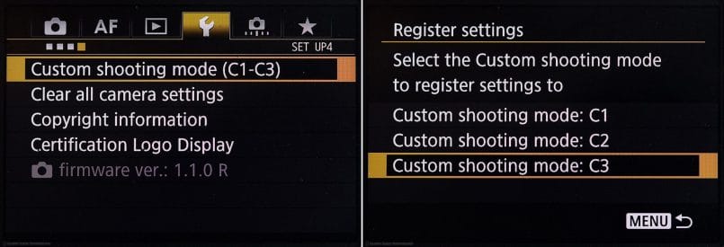 Canon EOS 5Ds R Registering Custom Settings