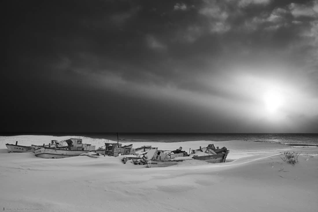 Boat Graveyard at Sunset