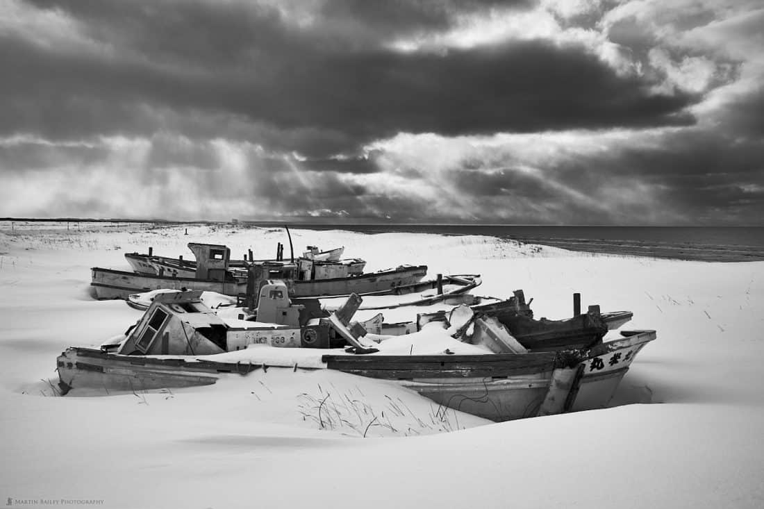 Boat Graveyard and Sun Beams