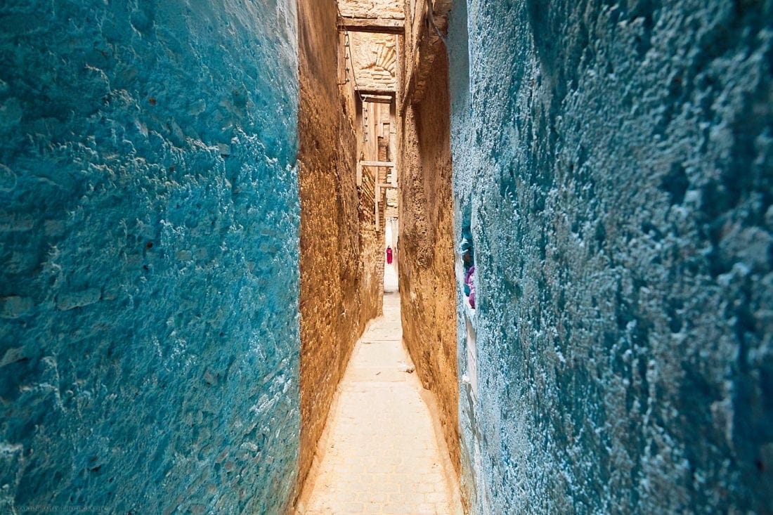 Distant Figure in Fes Alleyway