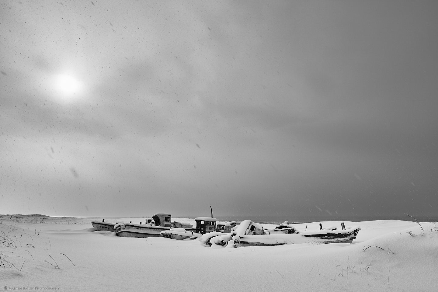 Boat Graveyard in Heavy Snow