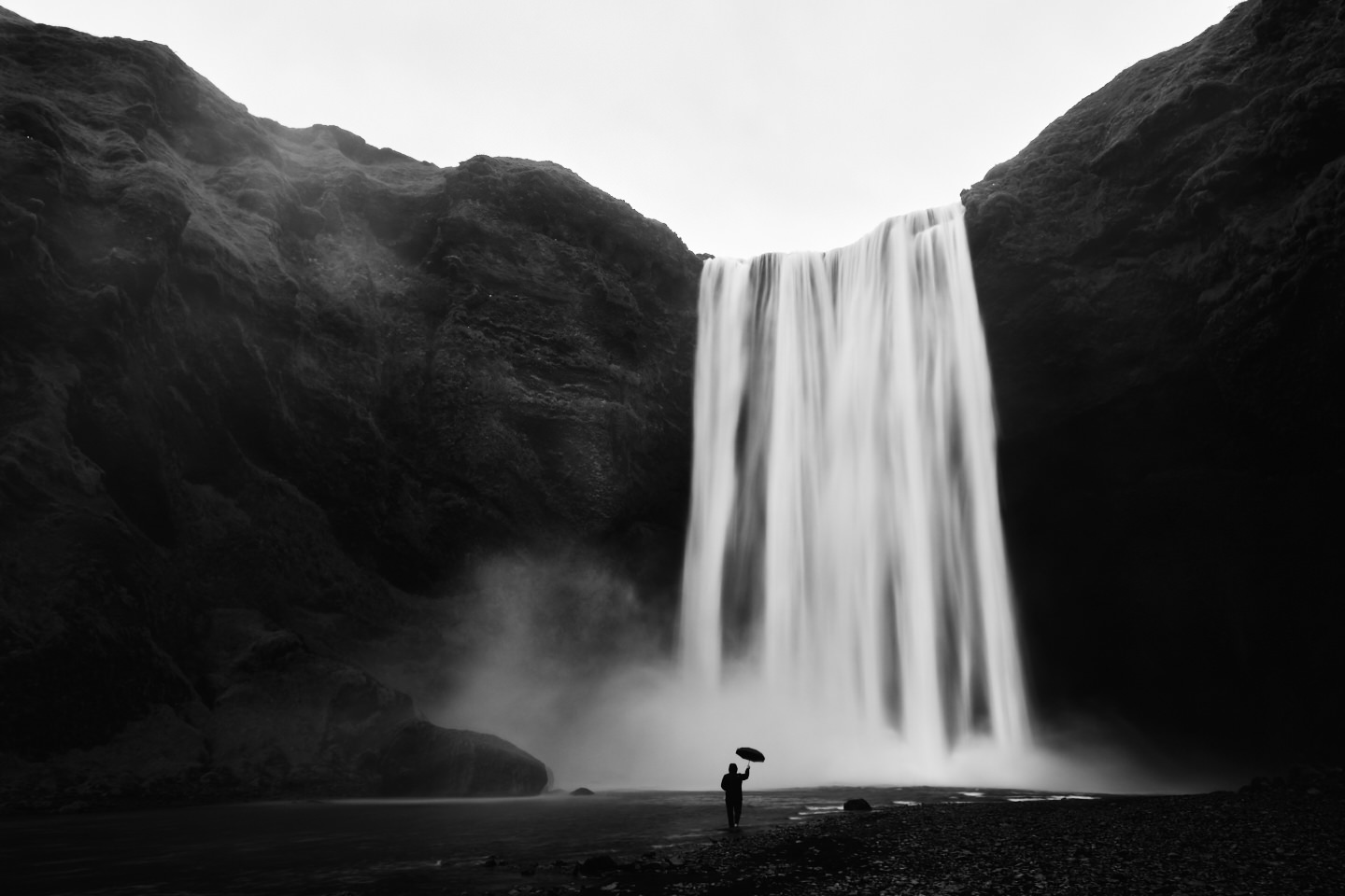 Umbrella Man at Skógafoss