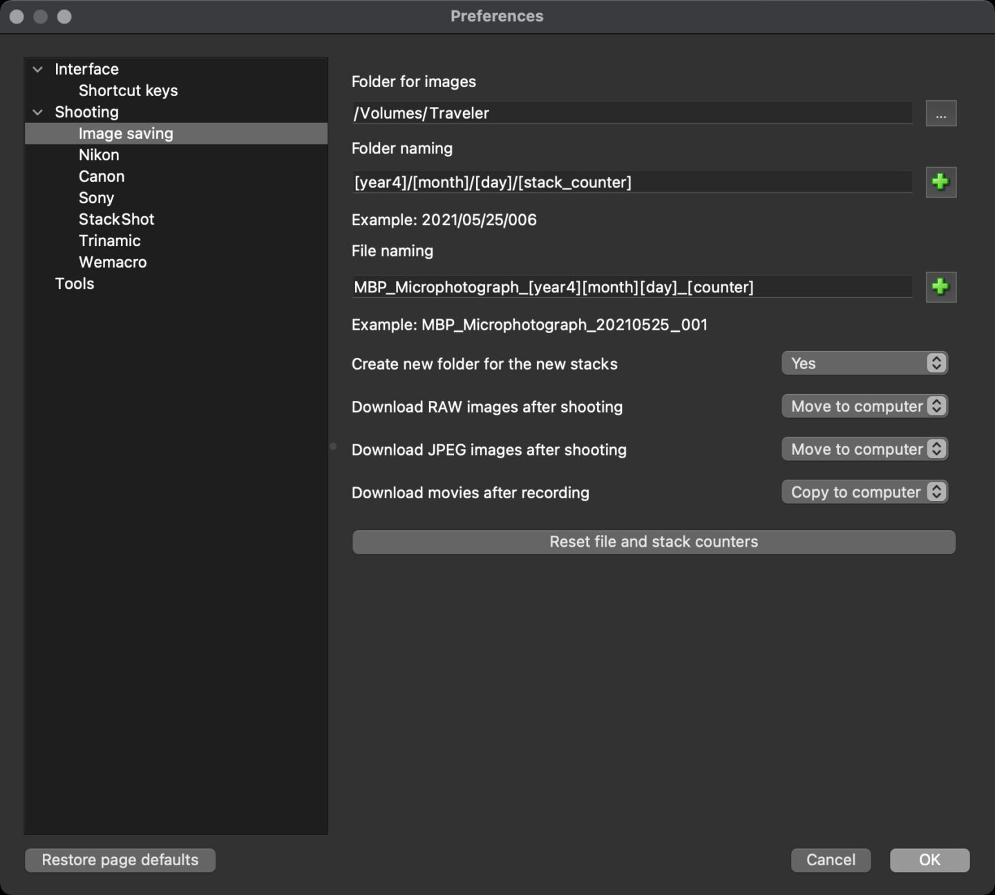 Helicon Remote Settings